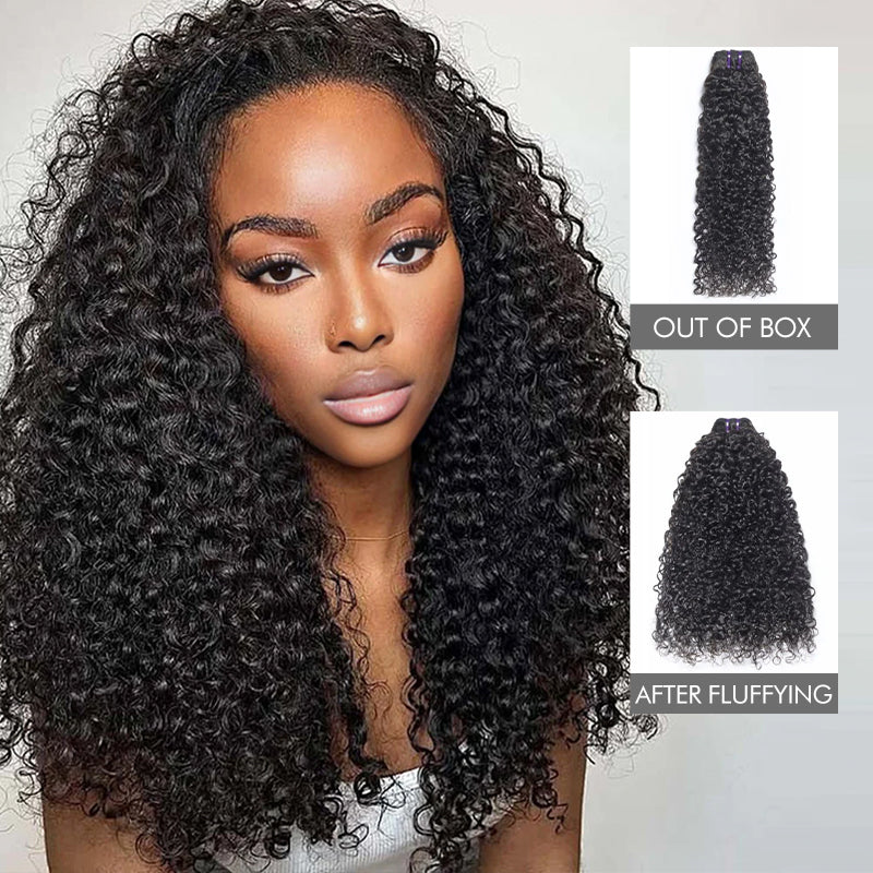 Raw Hair Clip In | Curly Wave lnvisible Edge Clip in Hair Extensions For Black Women 8pcs With 18 Clips