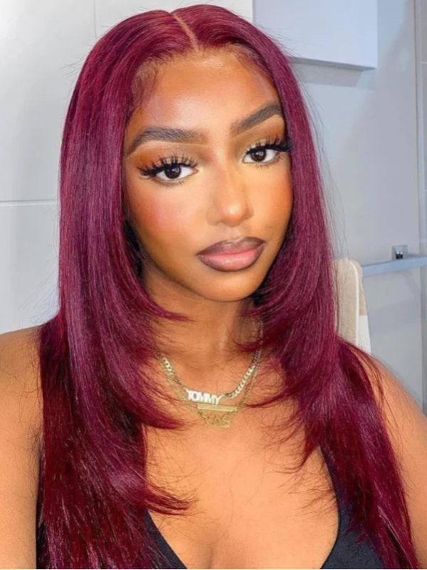 Double Drawn 99j Layered Cut 13×6 Straight Human Hair Wig - sterlyhair