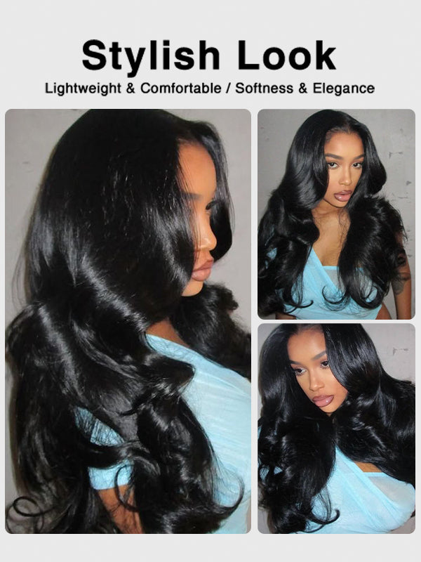Layered Cut Trendy Butterfly Jet Black Body Wave Wig Human Hair Wigs Sterly Hair - sterlyhair
