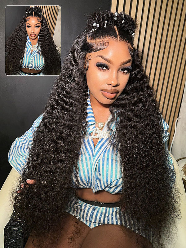 Affordable 16-34inch Sterly 13x6/7×6 Transparent Lace Deep Wave Front Wigs Natural Color/Jet Black