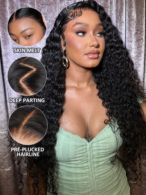 Affordable 16-34inch Sterly 13x6/7×6 Transparent Lace Deep Wave Front Wigs Natural Color/Jet Black