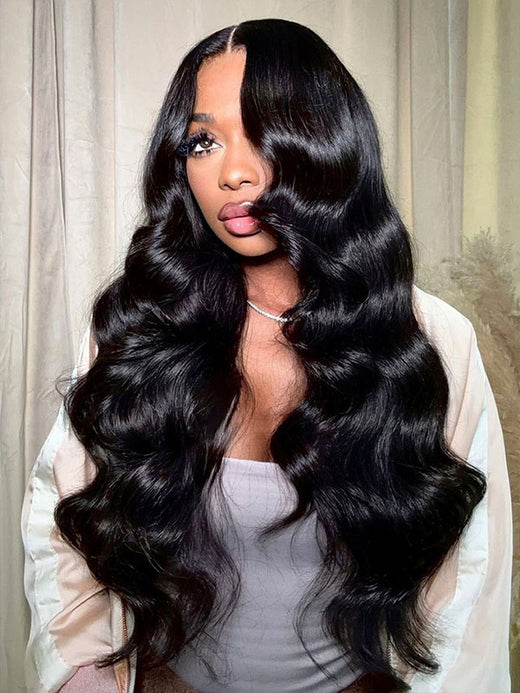 Affordable #1 Jet Black Body Wave Wig 13x6 Lace Front Human Hair Wigs Sterly Hair - sterlyhair