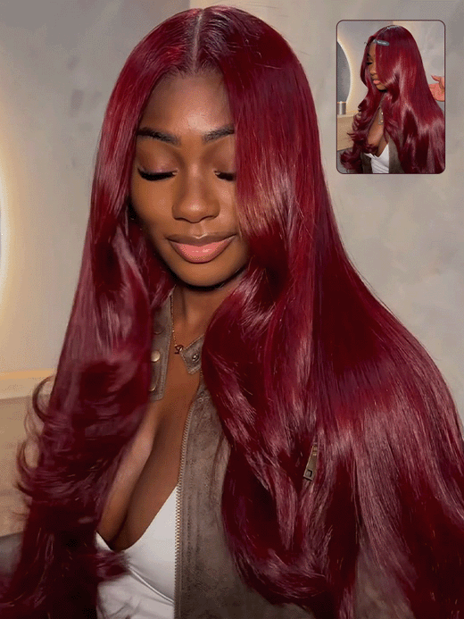 Affordable #99J Body Wave Wig Sterly Burgundy 13x6 Lace Front Human Hair Wigs - sterlyhair