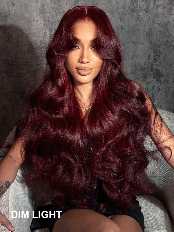 Affordable #99J Body Wave Wig Sterly Burgundy 13x6 Lace Front Human Hair Wigs