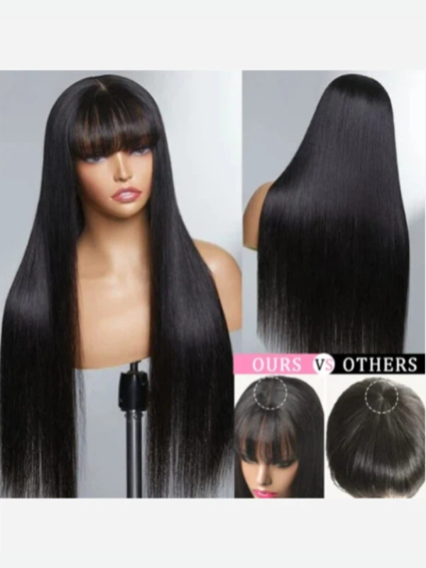 Affordable Glueless 2×4 Lace Wavy Yaki Human Hair Wigs No Leave Out