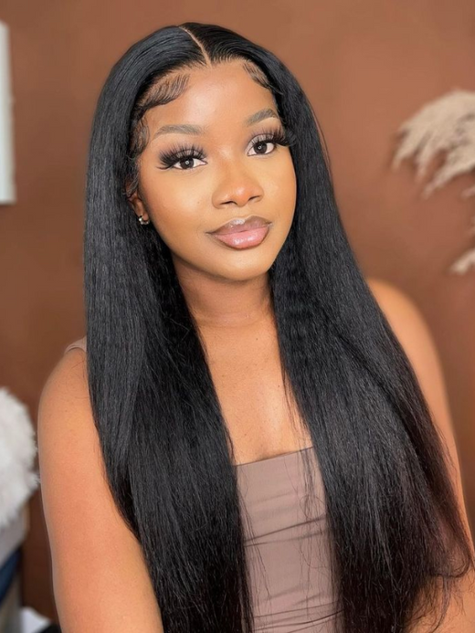 Affordable Glueless 7×6 Lace Yaki Straight Human Hair Wig Sterly Hair - sterlyhair