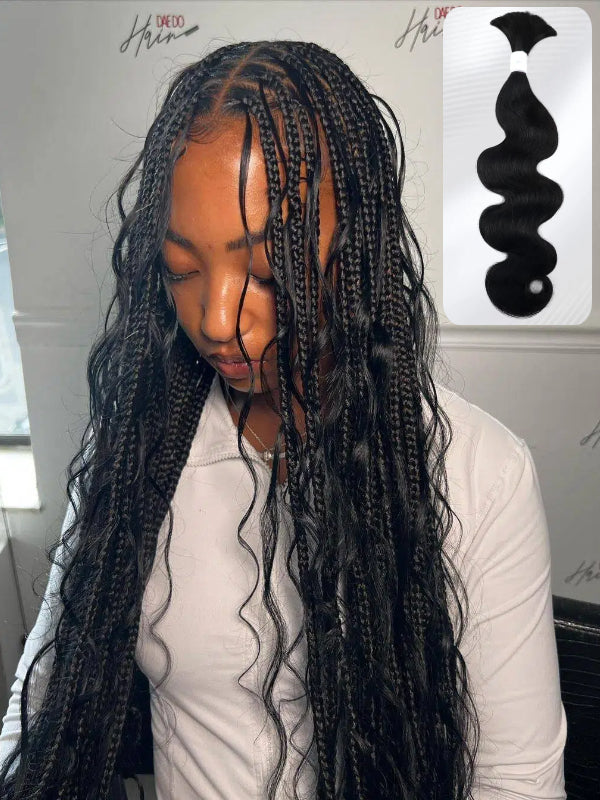 Body Wave Bulk Human Hair for Braiding No Weft 100% Unprocessed Human Braiding Hair for Boho Braids Wet and Wavy