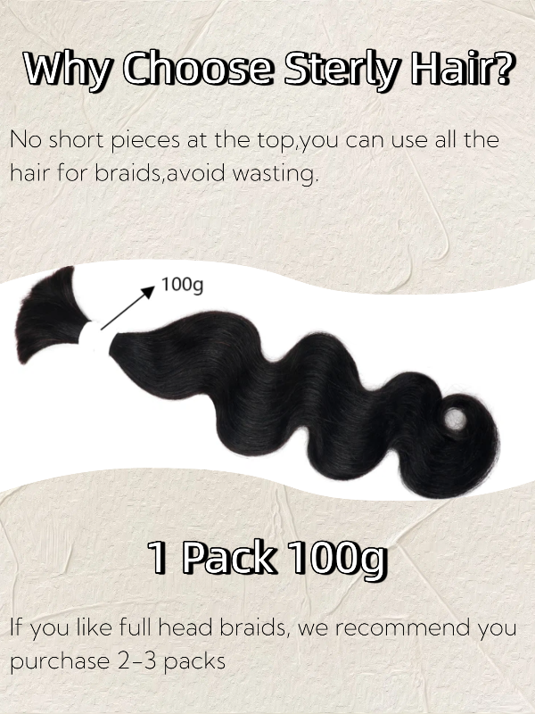 Body Wave Bulk Human Hair for Braiding No Weft 100% Unprocessed Human Braiding Hair for Boho Braids Wet and Wavy - sterlyhair