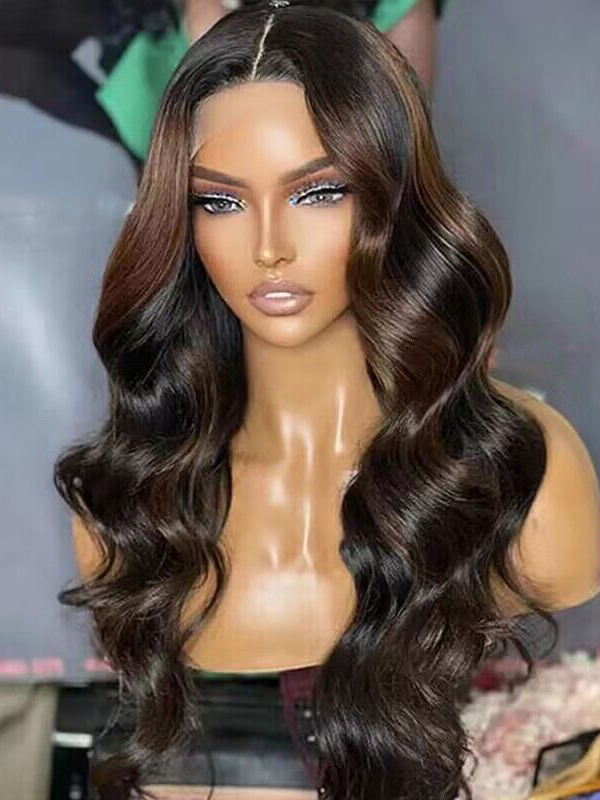 Brown Highlight Wigs Loose Body Wave Lace Front Wig P1B/