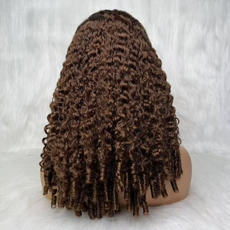 13×6 Lace Burmese Curly Wig Premium Super Double Drawn Wig Natural Color / Chocolate Brown