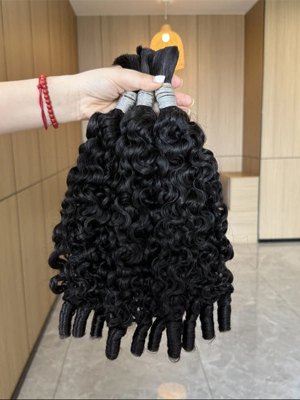 Burmese Curly Wave Bulk Human Hair For Braiding No Weft 100% Human Hair Extensions Micro Braiding Hair 100g/Bundle - sterlyhair