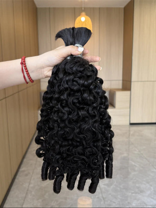 Burmese Curly Wave Bulk Human Hair For Braiding No Weft 100% Human Hair Extensions Micro Braiding Hair 100g/Bundle - sterlyhair