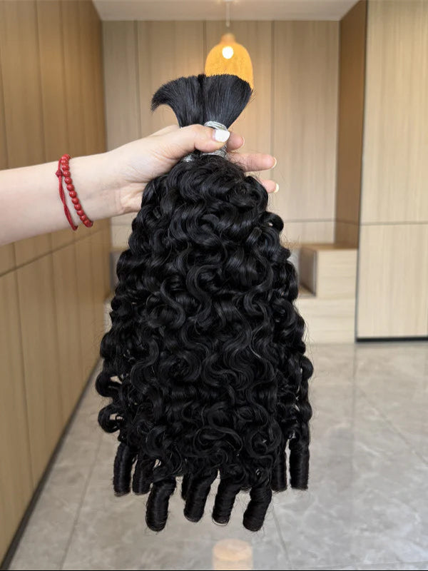 Burmese Curly Wave Bulk Human Hair For Braiding No Weft 100% Human Hair Extensions Micro Braiding Hair 100g/Bundle - sterlyhair