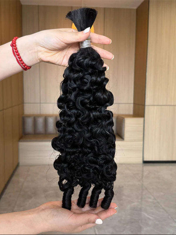 Burmese Curly Wave Bulk Human Hair For Braiding No Weft 100% Human Hair Extensions Micro Braiding Hair 100g/Bundle - sterlyhair