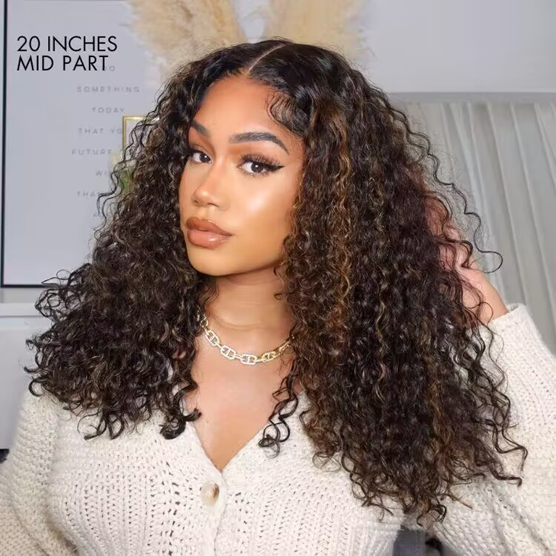 Sterly Hair Parting Max 9x6 Glueless Wig Chestnut Brown Highlights Deep Wave Wig Breathable Air Cap - sterlyhair