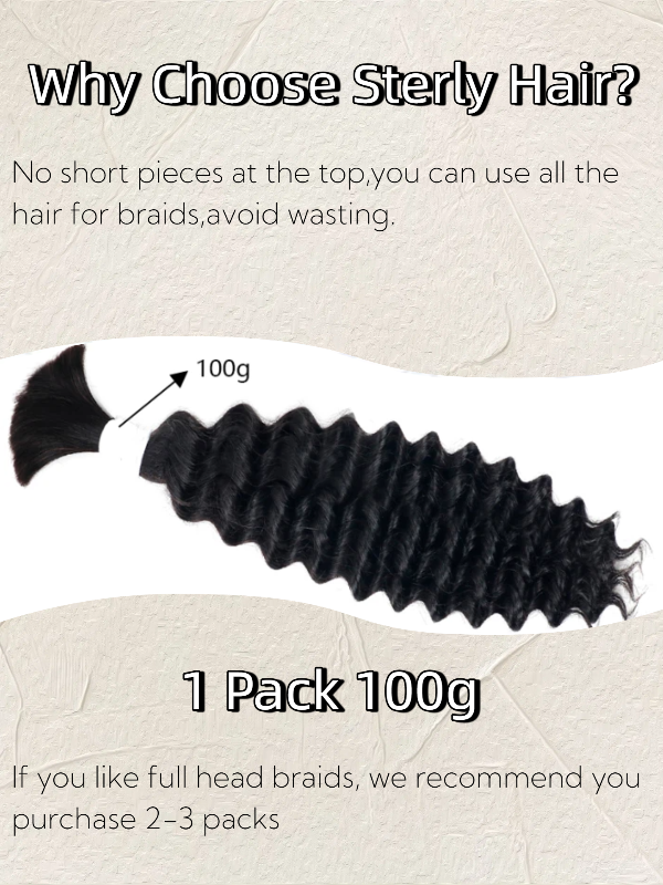 Deep Wave Bulk Human Hair For Braiding No Weft 100% Human Hair Extensions Micro Braiding Hair 100g/Bundle