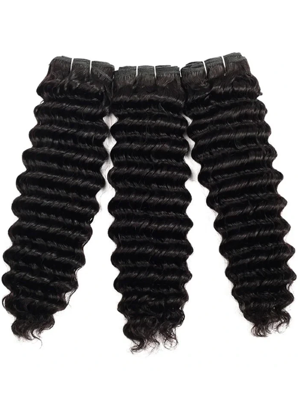 Double Drawn Raw Virgin Cuticle Aligned Deep Wave Human Hair Bundles - sterlyhair
