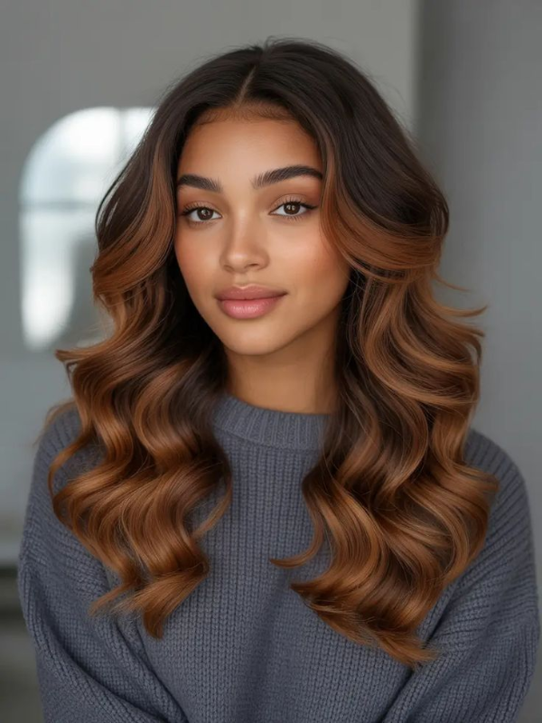 Elegant Copper Ombre Highlights Loose Body Wave Wig - sterlyhair