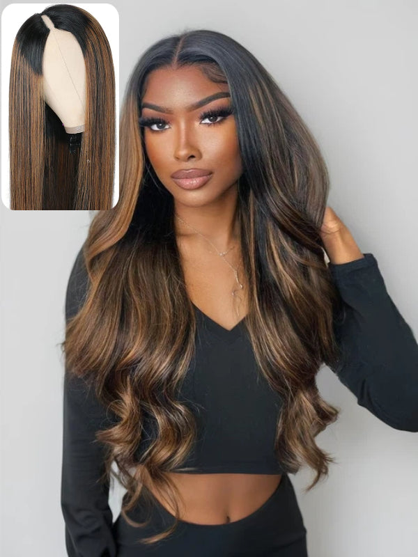 #FB30 Glueless V Part Wig New Drawstring Body Wave Human hair Wigs - sterlyhair