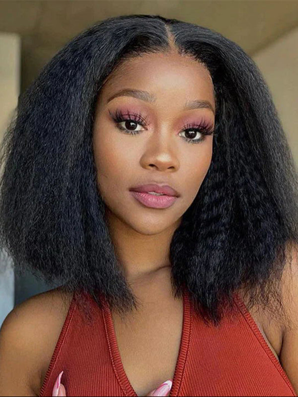 Kinky Straight Bob Human Hair Wig 7×6/13×6 HD Lace Glueless Short Wig - sterlyhair