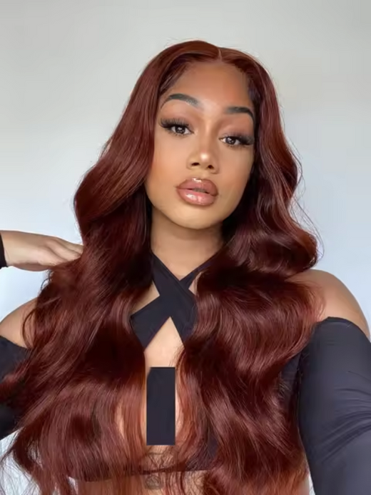 Glueless 13x6 Reddish Brown Wig Sterly HD Lace Auburn Body Wave Human Hair Wigs - sterlyhair