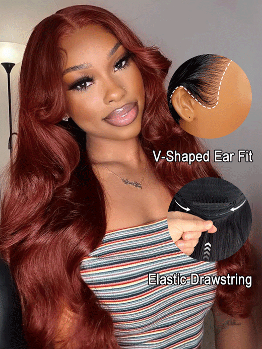 Glueless 13x6 Reddish Brown Wig Sterly HD Lace Auburn Body Wave Human Hair Wigs - sterlyhair