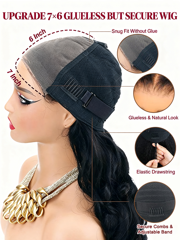 Wear Go 7x6 Deep Wave Glueless Wig HD Lace Front Wig With Invisi - Drawstrings - sterlyhair