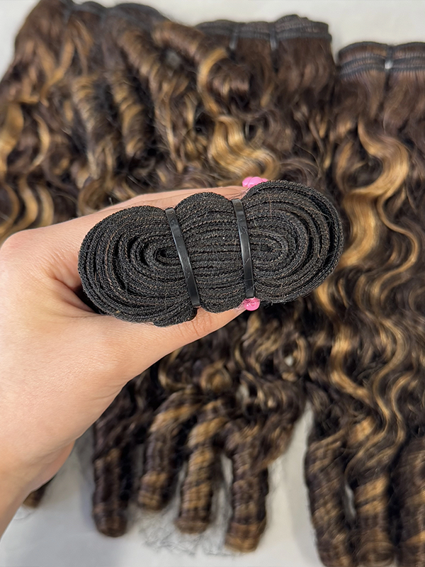 Highlight Color #4/27 Raw Burmese Curly Bundles 100% Human Hair Bundle Sterly Hair