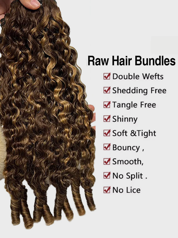 Highlight Color #4/27 Raw Burmese Curly Bundles 100% Human Hair Bundle Sterly Hair