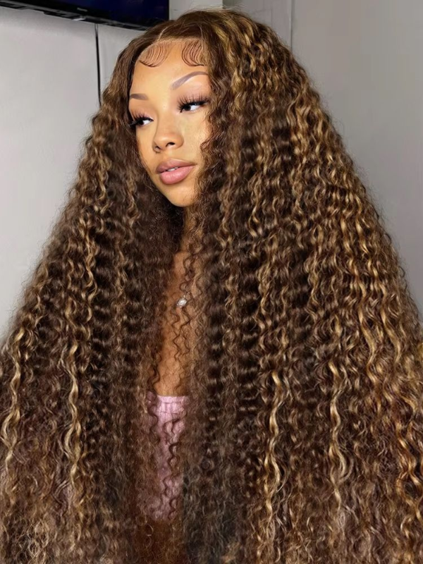 Highlight Deep Wave Wig Premium Super Double Drawn 13×6 Lace Human Hair Wig 250% Density - sterlyhair