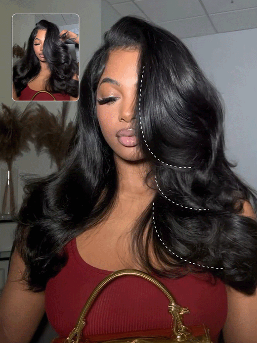 Layered Cut Trendy Butterfly Jet Black Body Wave Wig Human Hair Wigs Sterly Hair - sterlyhair