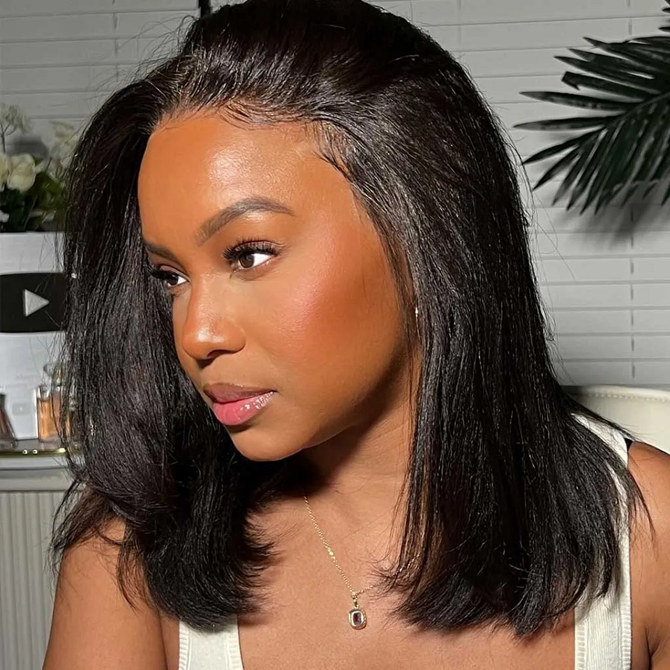 Kinky Straight Bob Human Hair Wig 7×6/13×6 HD Lace Glueless Short Wig