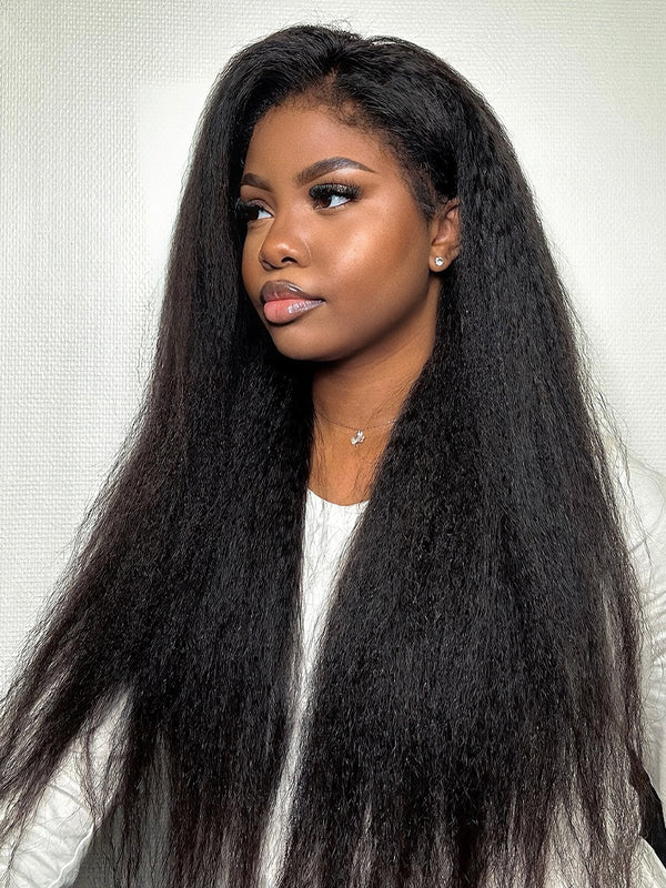 Type 4C Edges Wig | Glueless 360 Yaki Straight / Kinky Straight Lace Frontal Human Hair Wigs With Snug Fit Invisi-Strap - sterlyhair