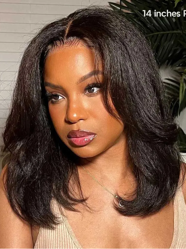 Kinky Straight Bob Human Hair Wig 7×6/13×6 HD Lace Glueless Short Wig - sterlyhair