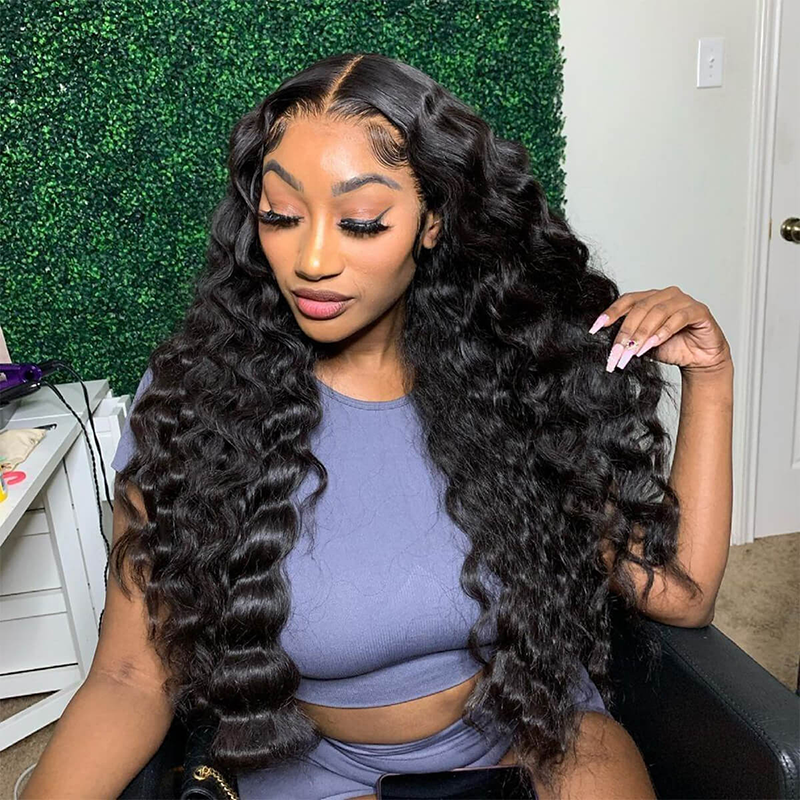 13x6 HD Lace Full Frontal Wig Undetactable HD Lace Loose Deep Wave Human Hair Wig