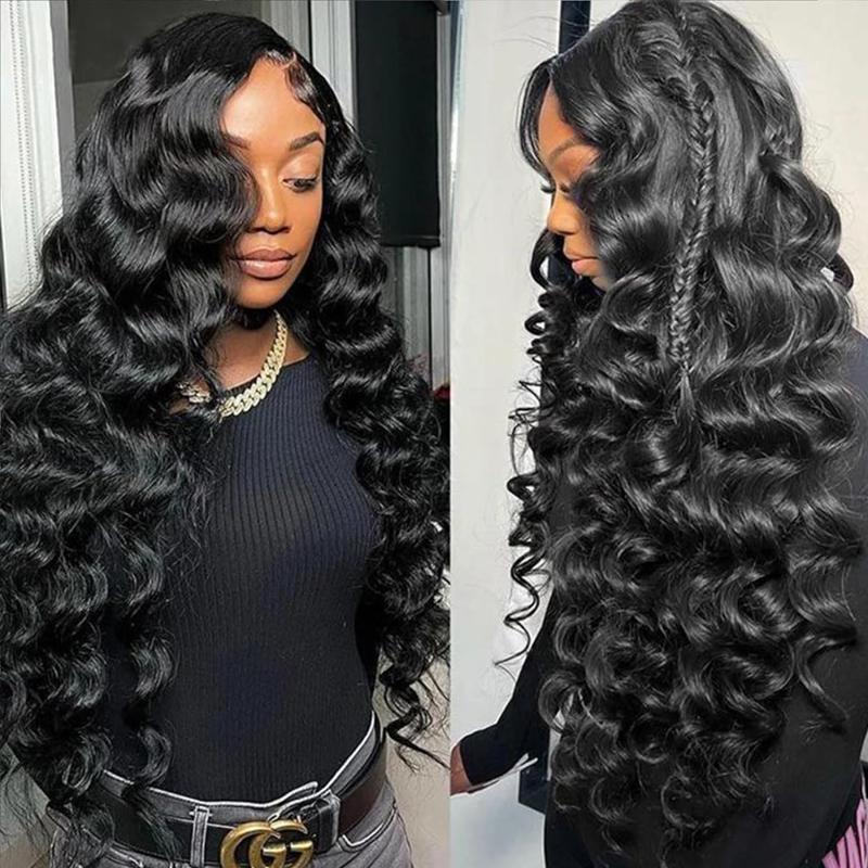 #1 Jet Black Glueless 7×6 Lace Loose Deep Wave Human Hair Wig - sterlyhair