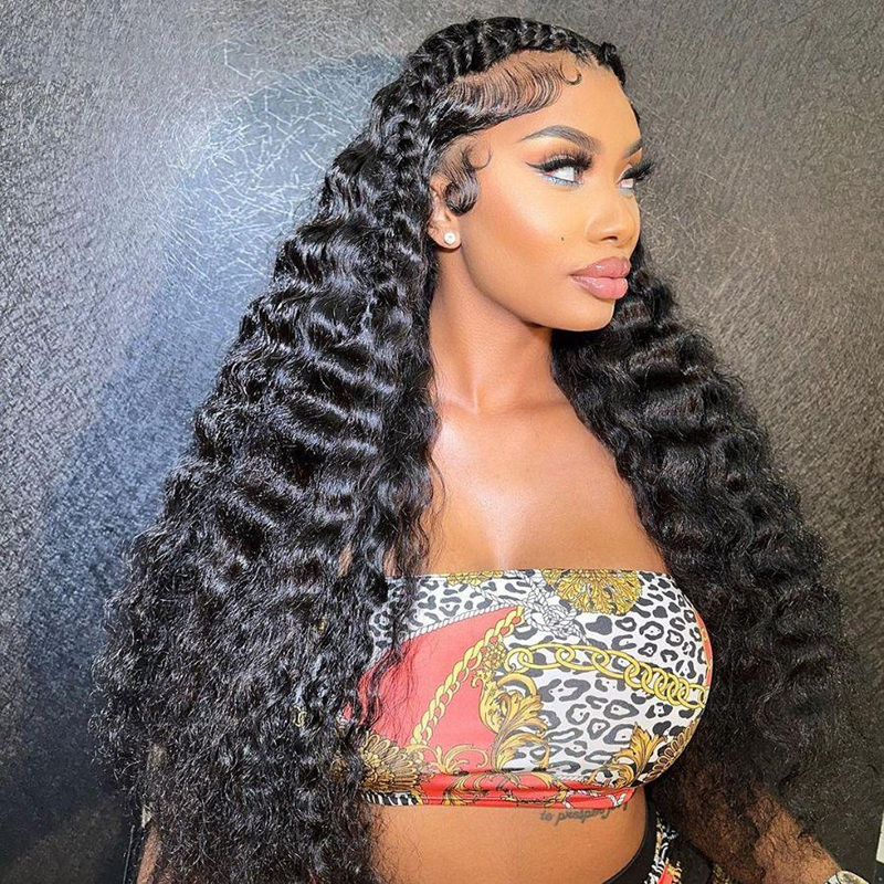 13x6 HD Lace Full Frontal Wig Undetactable HD Lace Loose Deep Wave Human Hair Wig