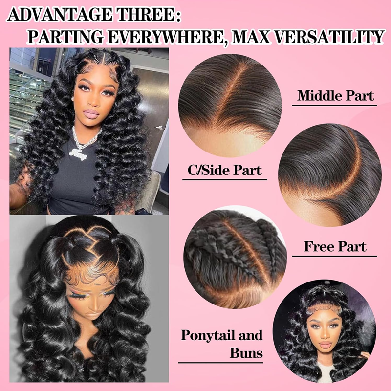 Parting Max 9x6 Glueless Wig #1 Jet Black Loose Deep Wave Wig Pre Plucked & Bleached Ready to Go