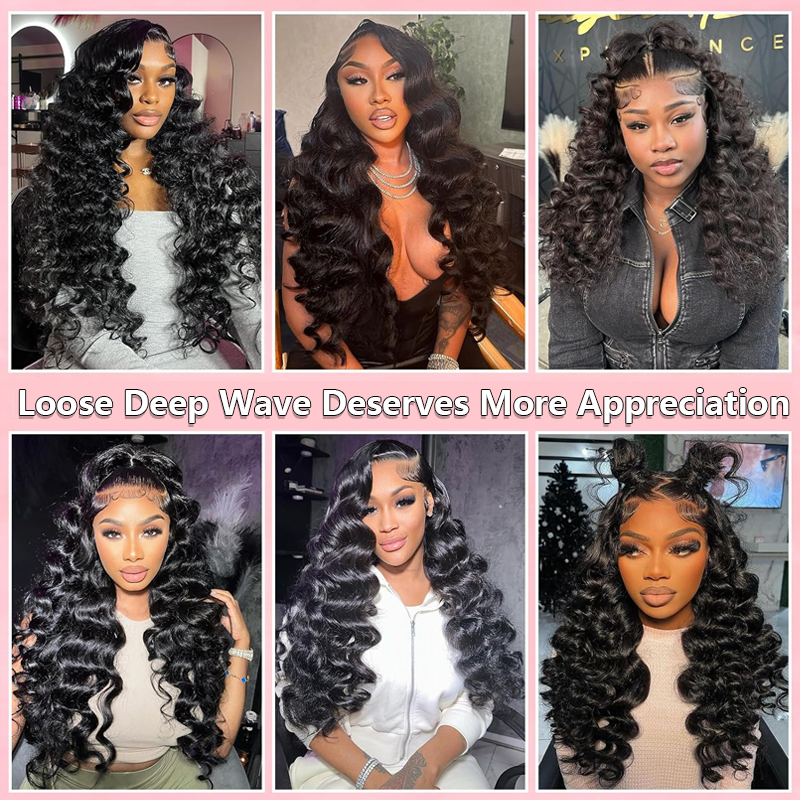 #1 Jet Black Hair Wig Loose Deep Wave Lace Front Wigs Human Hair