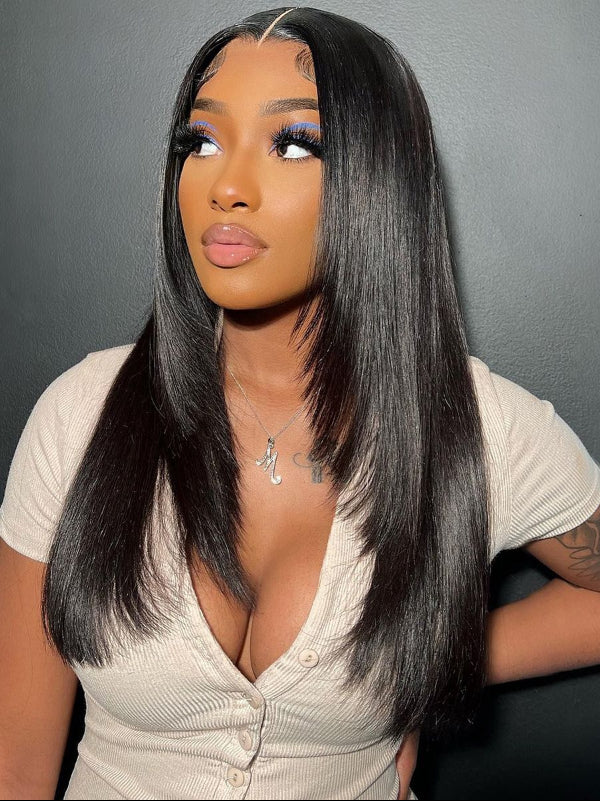 Super Double Drawn 13×6 Layered Straight Human Hair Wig Sterly Hair 250% Density - sterlyhair