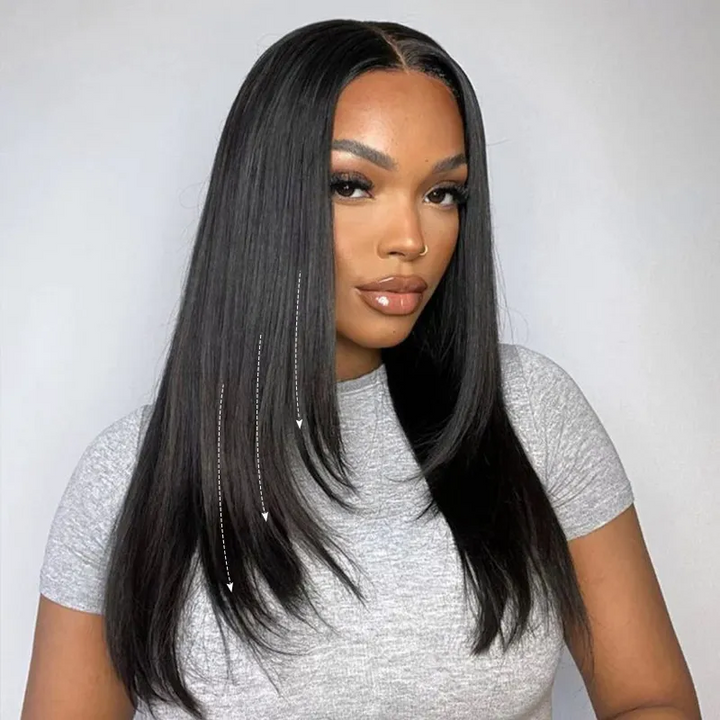 Super Double Drawn 13×6 Layered Straight Human Hair Wig Sterly Hair 250% Density - sterlyhair