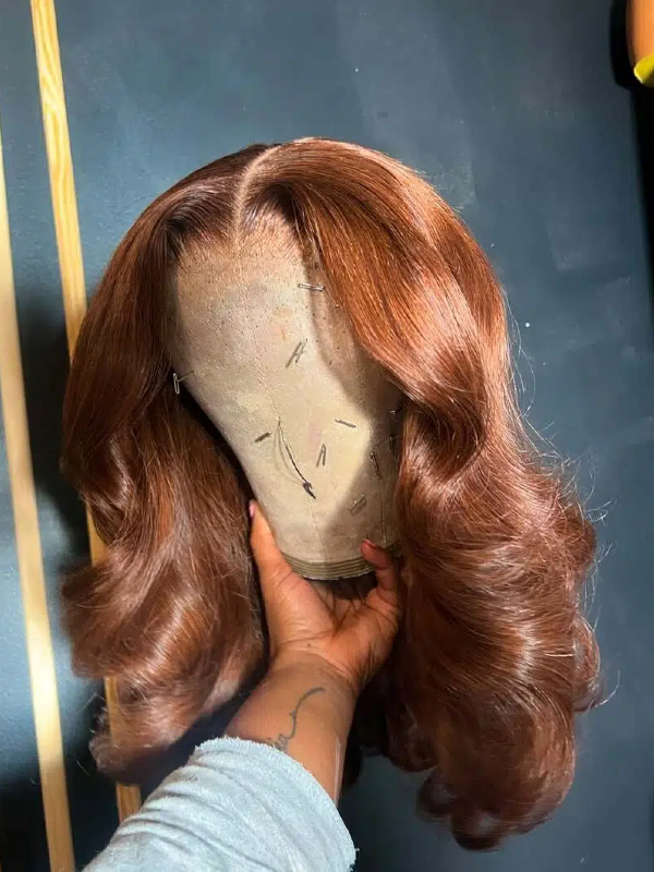Sterly Copper Brown Frontal Wigs Human Hair 13×6 Loose Body Short Bob Wigs - sterlyhair