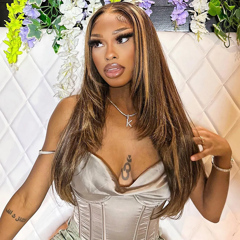 Double Drawn P4/27 Highlight Layered 13×6 Straight Human Hair Wig Sterly Hair - sterlyhair