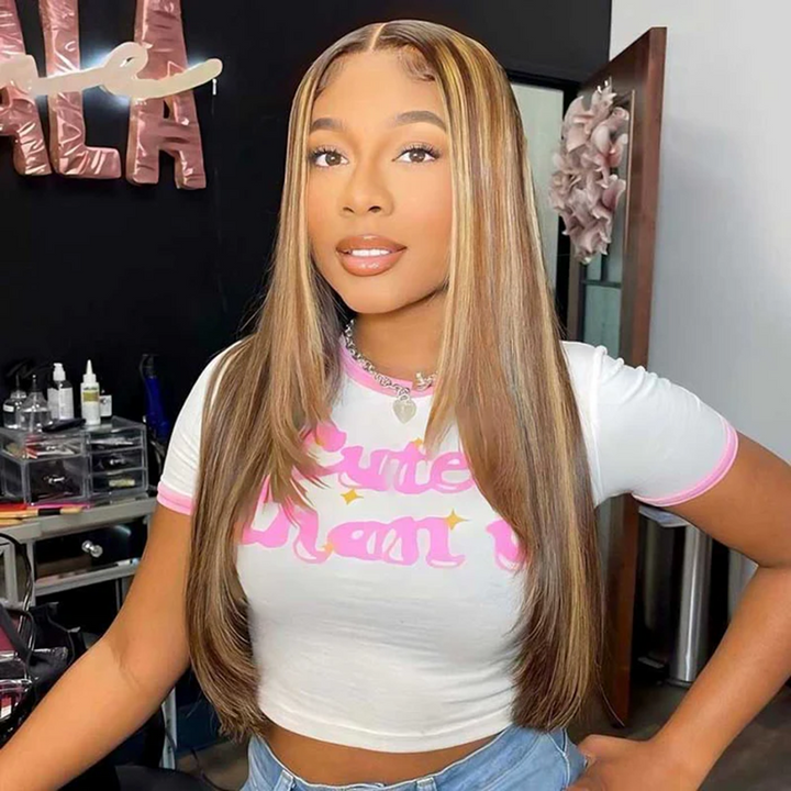 Double Drawn P4/27 Highlight Layered 13×6 Straight Human Hair Wig Sterly Hair - sterlyhair