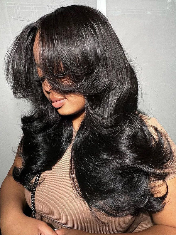 220% Density Layered Cut Trendy C Part Body Wave Wig Human Hair Wigs Sterly Hair - sterlyhair