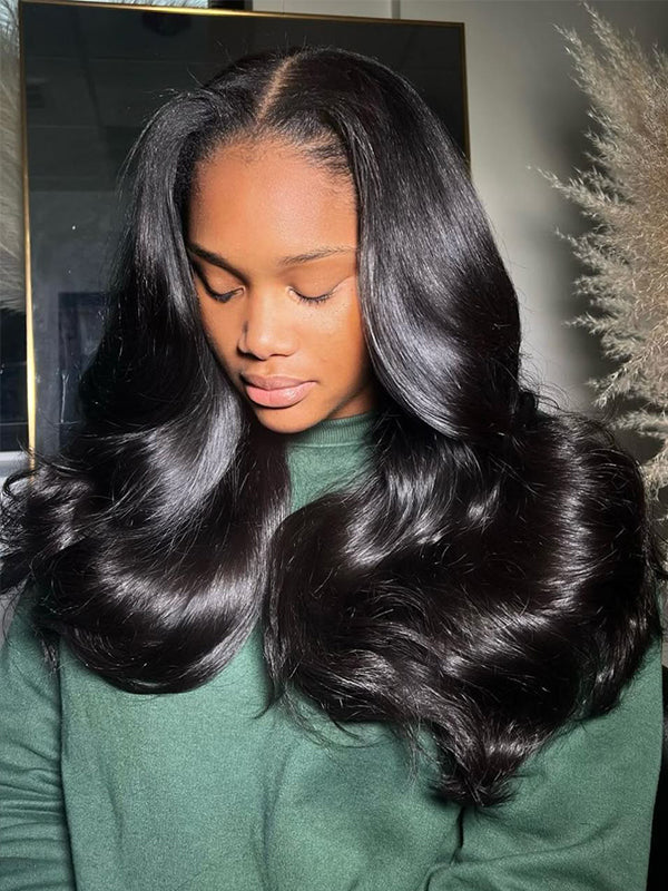 Layered Cut Trendy C Part Body Wave Short Bob Wig Human Hair Wigs Sterly Hair