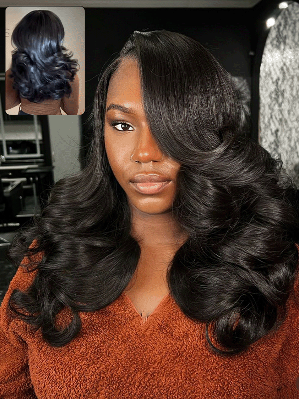 Layered Cut Trendy C Part Butterfly Loode Body Wave Wig Human Hair Wigs - sterlyhair