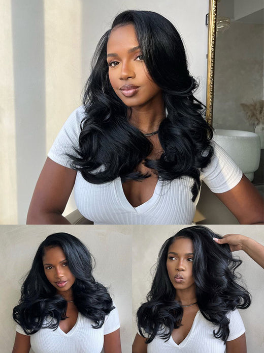Layered Cut Trendy C Part Butterfly Loode Body Wave Wig Human Hair Wigs - sterlyhair