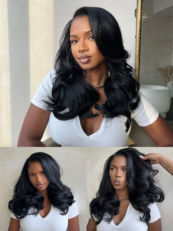 Layered Cut Trendy C Part Butterfly Loode Body Wave Wig Human Hair Wigs - sterlyhair