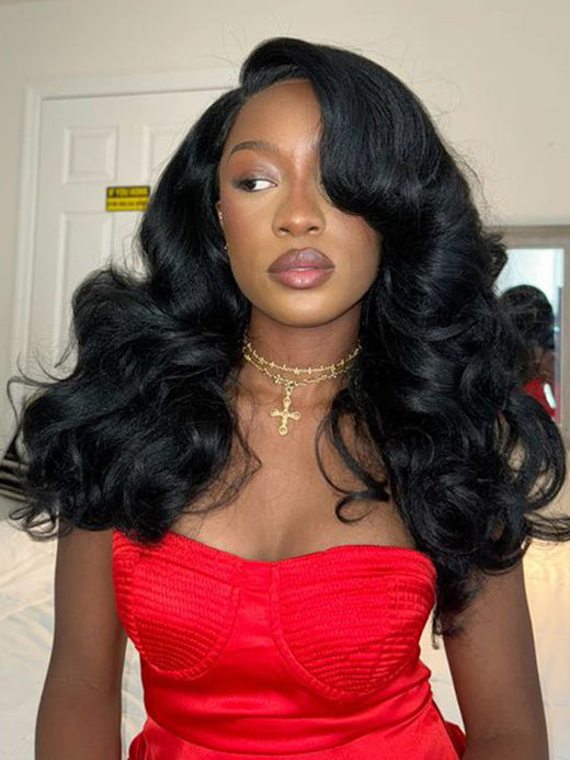 Layered Cut Trendy C Part Yaki Body Wave Short Wig Human Hair Wigs 220% Density - sterlyhair